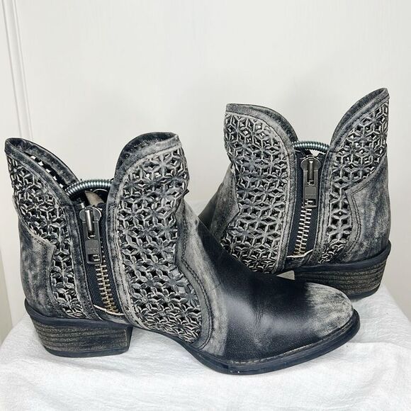 CIRCLE G WOMEN'S SHORT WESTERN BOOTS - ROUND TOE Black Size 8.5 - Picture 1 of 6